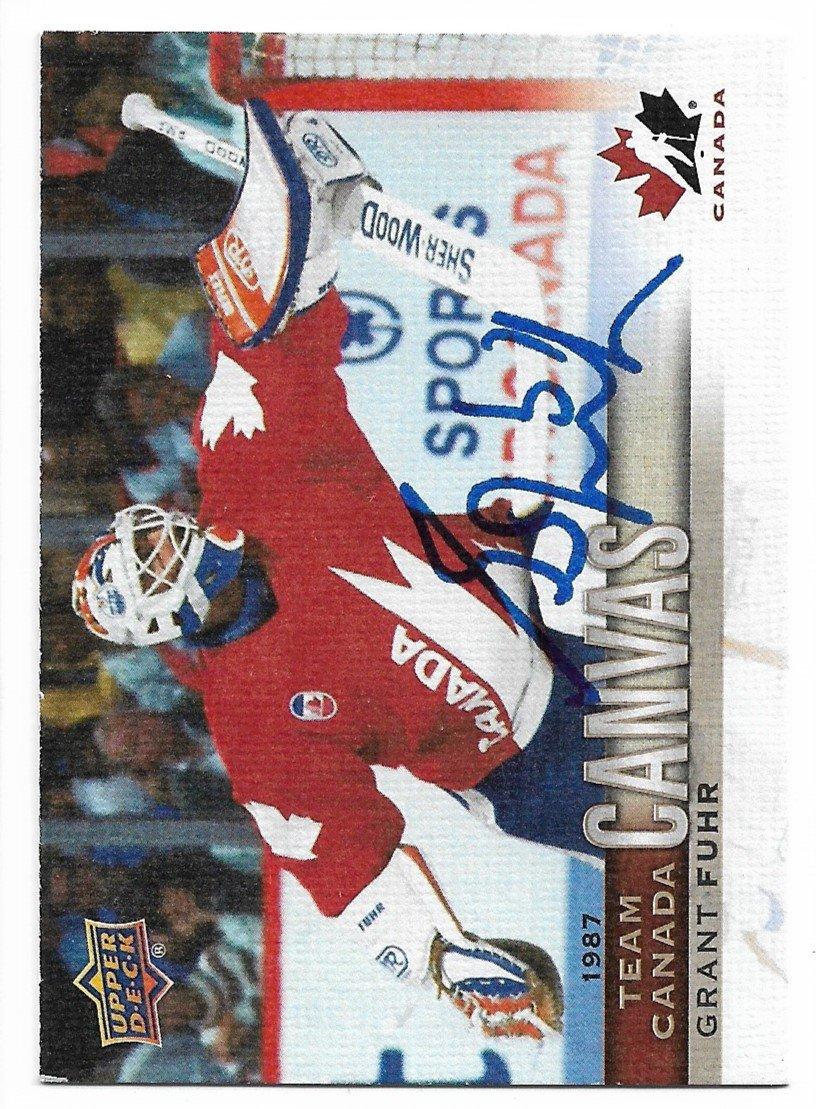 Grant Fuhr Signed 2017-18 Canvas Upper Deck Canadian Tire Hockey Card - Team Canada - PastPros