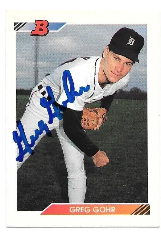 Greg Gohr Signed 1992 Bowman Baseball Card - Detroit Tigers
