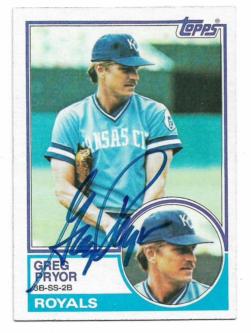 Greg Pryor Signed 1983 Topps Baseball Card - Kansas City Royals - PastPros