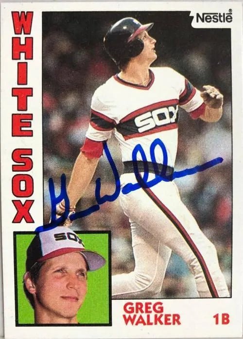 Greg Walker Signed 1984 Nestle Baseball Card - Chicago White Sox