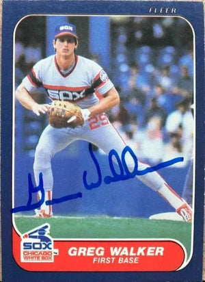 Greg Walker Signed 1986 Fleer Baseball Card - Chicago White Sox