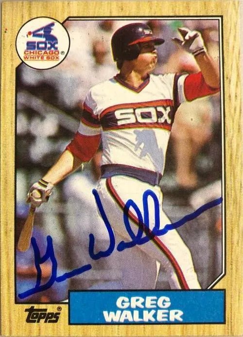 Greg Walker Signed 1987 Topps Baseball Card - Chicago White Sox