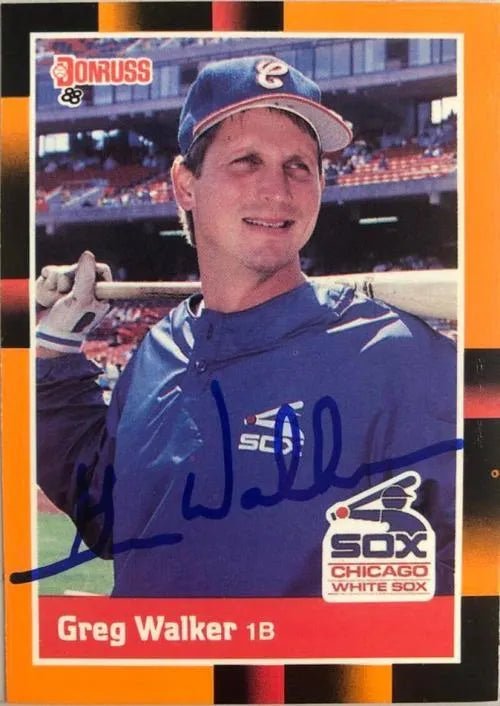 Greg Walker Signed 1988 Donruss Baseball's Best Baseball Card - Chicago White Sox