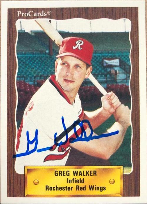 Greg Walker Signed 1990 Pro Cards Baseball Card - Rochester Red Wings - PastPros