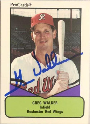 Greg Walker Signed 1990 Pro Cards Baseball Card - Rochester Red Wings - PastPros