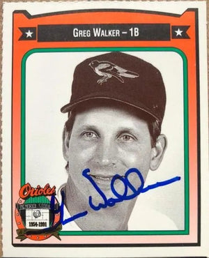 Greg Walker Signed 1991 Crown Baseball Card - Baltimore Orioles