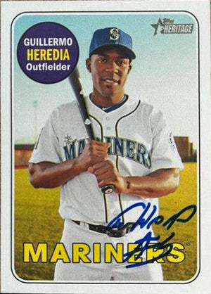Guillermo Heredia Signed 2018 Topps Heritage Baseball Card - Seattle Mariners - PastPros