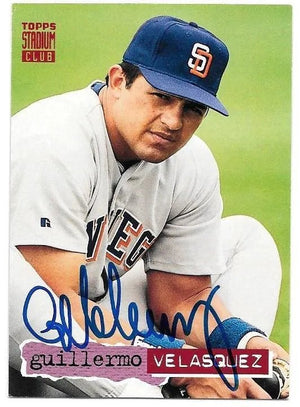 Guillermo Velasquez Signed 1994 Topps Stadium Baseball Card - San Diego Padres