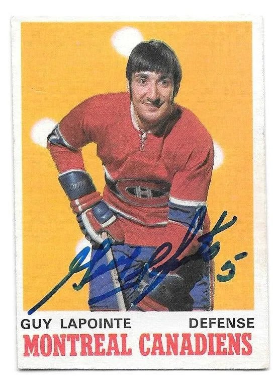 Guy Lapointe Signed 1970-71 OPC O-Pee-Chee Hockey Card - Montreal Canadiens (RC)