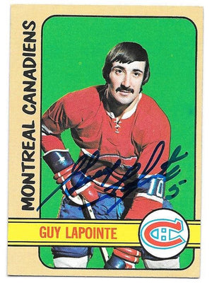 Guy Lapointe Signed 1972-73 OPC O-Pee-Chee Hockey Card - Montreal Canadiens - PastPros