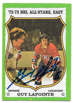 Guy Lapointe Signed 1973-74 Topps Hockey Card - Montreal Canadiens - PastPros