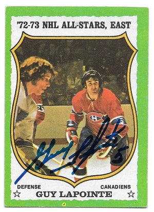 Guy Lapointe Signed 1973-74 Topps Hockey Card - Montreal Canadiens - PastPros
