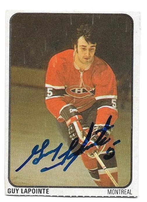 Guy Lapointe Signed 1974-75 Lipton Soup Hockey Card - Montreal Canadiens