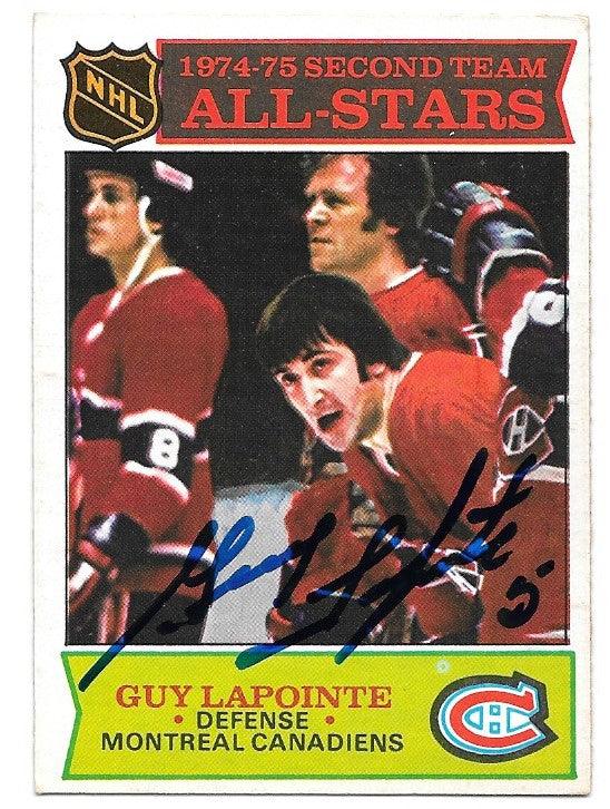 Guy Lapointe Signed 1975-76 O-Pee-Chee Hockey Card - Montreal Canadiens A/S - PastPros