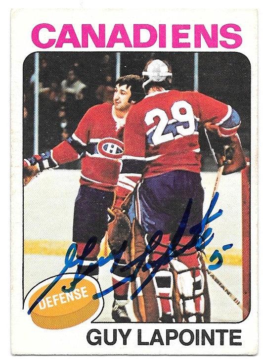 Guy Lapointe Signed 1975-76 O-Pee-Chee Hockey Card - Montreal Canadiens - PastPros