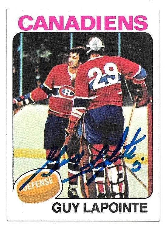 Guy Lapointe Signed 1975-76 Topps Hockey Card - Montreal Canadiens