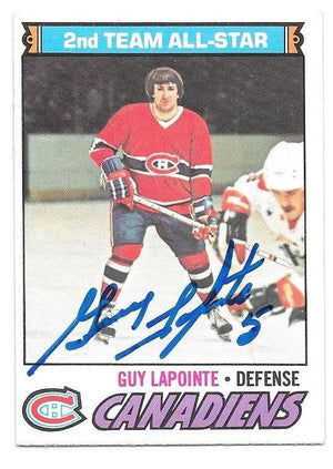 Guy Lapointe Signed 1977-78 O-Pee-Chee Hockey Card - Montreal Canadiens
