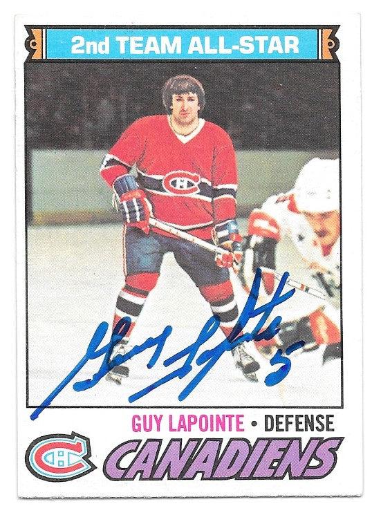 Guy Lapointe Signed 1977-78 O-Pee-Chee Hockey Card - Montreal Canadiens - PastPros