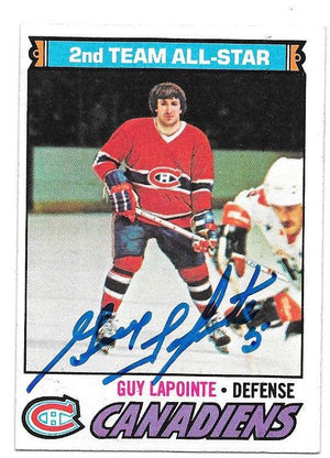 Guy Lapointe Signed 1977-78 Topps Hockey Card - Montreal Canadiens - PastPros