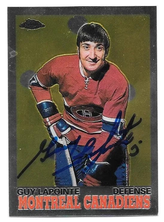 Guy Lapointe Signed 2001-02 Topps Chrome Reprints Hockey Card - Montreal Canadiens