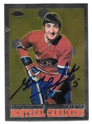 Guy Lapointe Signed 2001-02 Topps Chrome Reprints Hockey Card - Montreal Canadiens