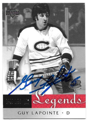 Guy Lapointe Signed 2001-02 Upper Deck Legends Hockey Card - Montreal Canadiens - PastPros