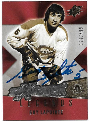 Guy Lapointe Signed 2005-06 SPx Xcitement Legends Hockey Card LE 499 - Montreal Canadiens - PastPros