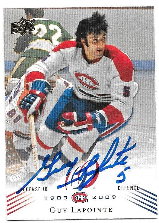 Guy Lapointe Signed 2008-09 Upper Deck Centennial Hockey Card - Montreal Canadiens - PastPros