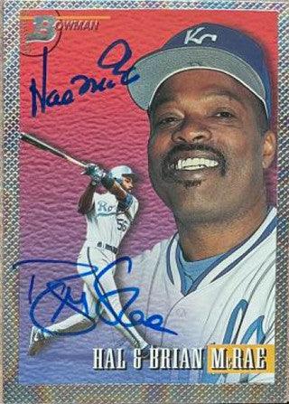 Hal & Brian McRae Dual Signed 1993 Bowman Father & Son Baseball Card - Kansas City Royals - PastPros