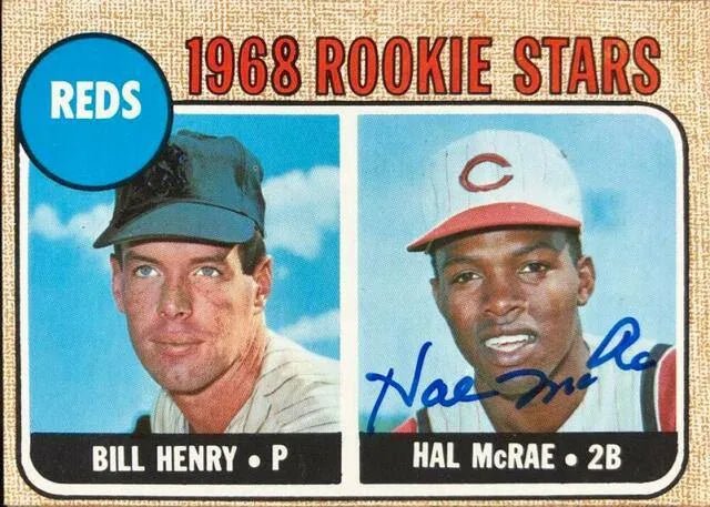 Hal McRae Signed 1968 Topps Baseball Card - Cincinnati Reds