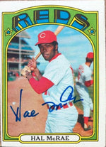 Hal McRae Signed 1972 Topps Baseball Card - Cincinnati Reds