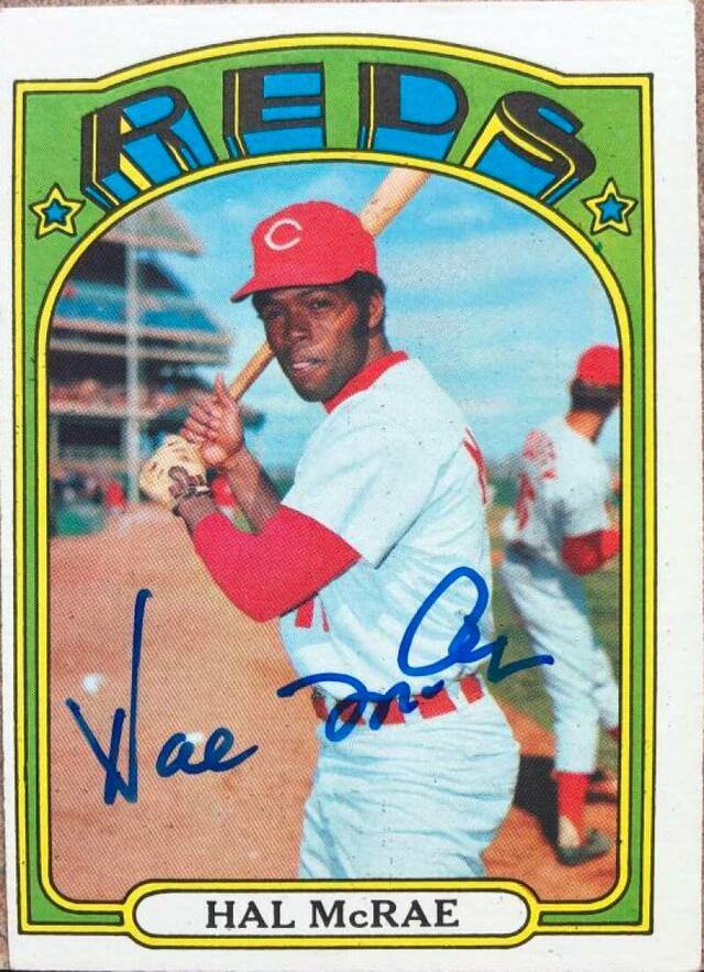 Hal McRae Signed 1972 Topps Baseball Card - Cincinnati Reds - PastPros