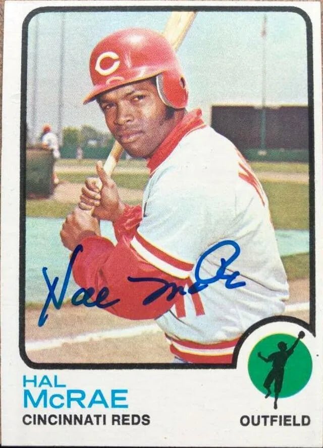 Hal McRae Signed 1973 Topps Baseball Card - Cincinnati Reds
