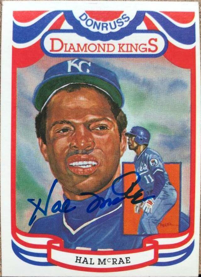 Hal McRae Signed 1984 Donruss Diamond Kings Baseball Card - Kansas City Royals - PastPros