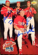 Hammer & Nails (John Kruk, Darren Daulton, Lenny Dykstra, Dave Hollins) Signed 1993 Upper Deck Baseball Card - Philadelphia Phillies