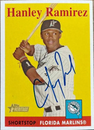 Hanley Ramirez Signed 2007 Topps Heritage Baseball Card - Florida Marlins - PastPros