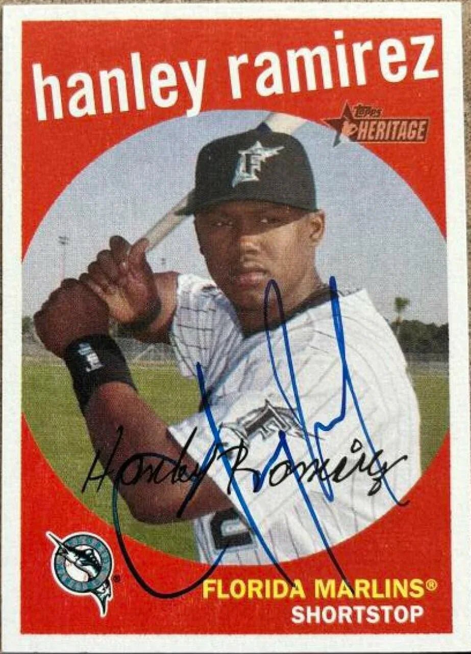 Hanley Ramirez Signed 2008 Topps Heritage Baseball Card - Florida Marlins