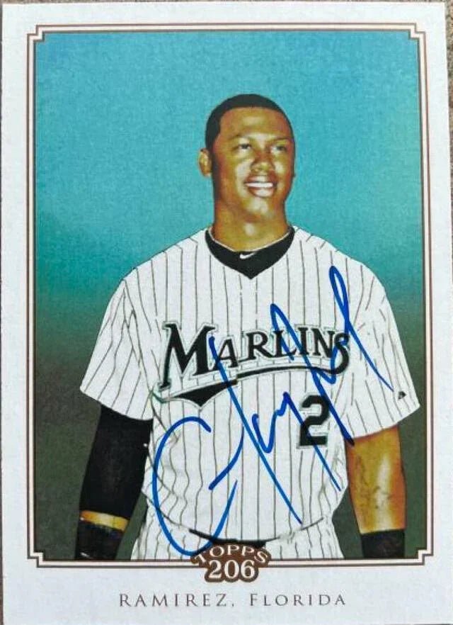 Hanley Ramirez Signed 2010 Topps 206 Baseball Card - Florida Marlins
