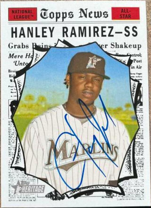 Hanley Ramirez Signed 2010 Topps Heritage A/S Baseball Card - Florida Marlins #470 SP - PastPros