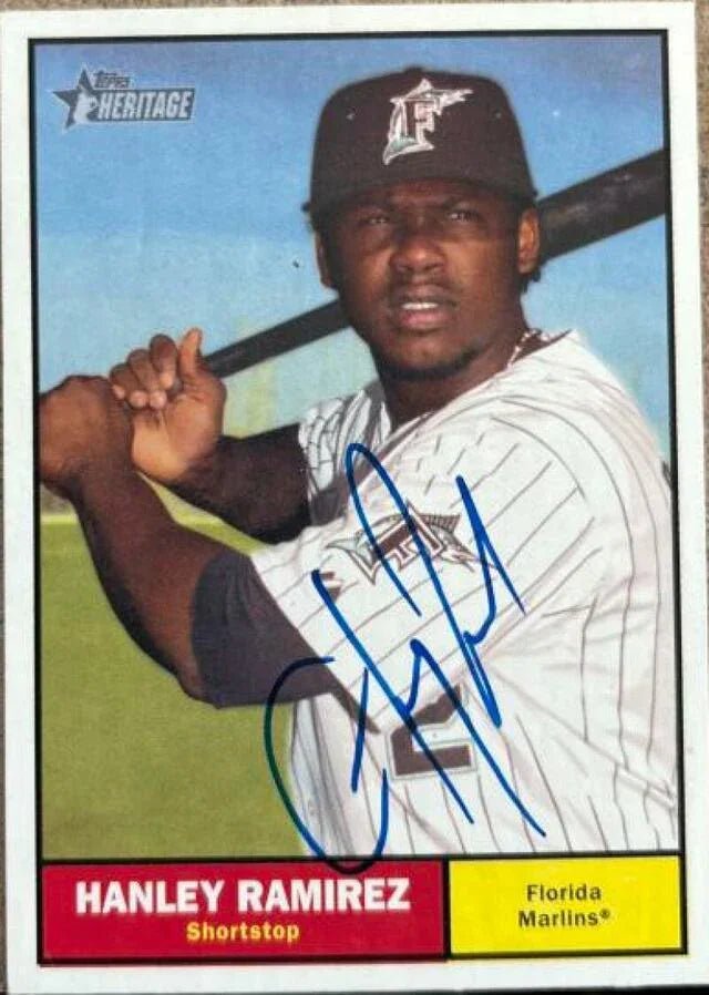 Hanley Ramirez Signed 2010 Topps Heritage Baseball Card - Florida Marlins #300