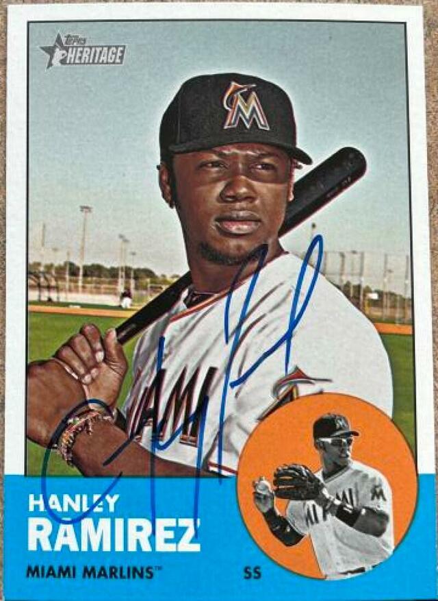 Hanley Ramirez Signed 2012 Topps Heritage Baseball Card - Florida Marlins - PastPros