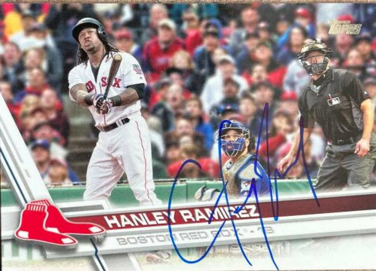 Hanley Ramirez Signed 2017 Topps Baseball Card - Boston Red Sox