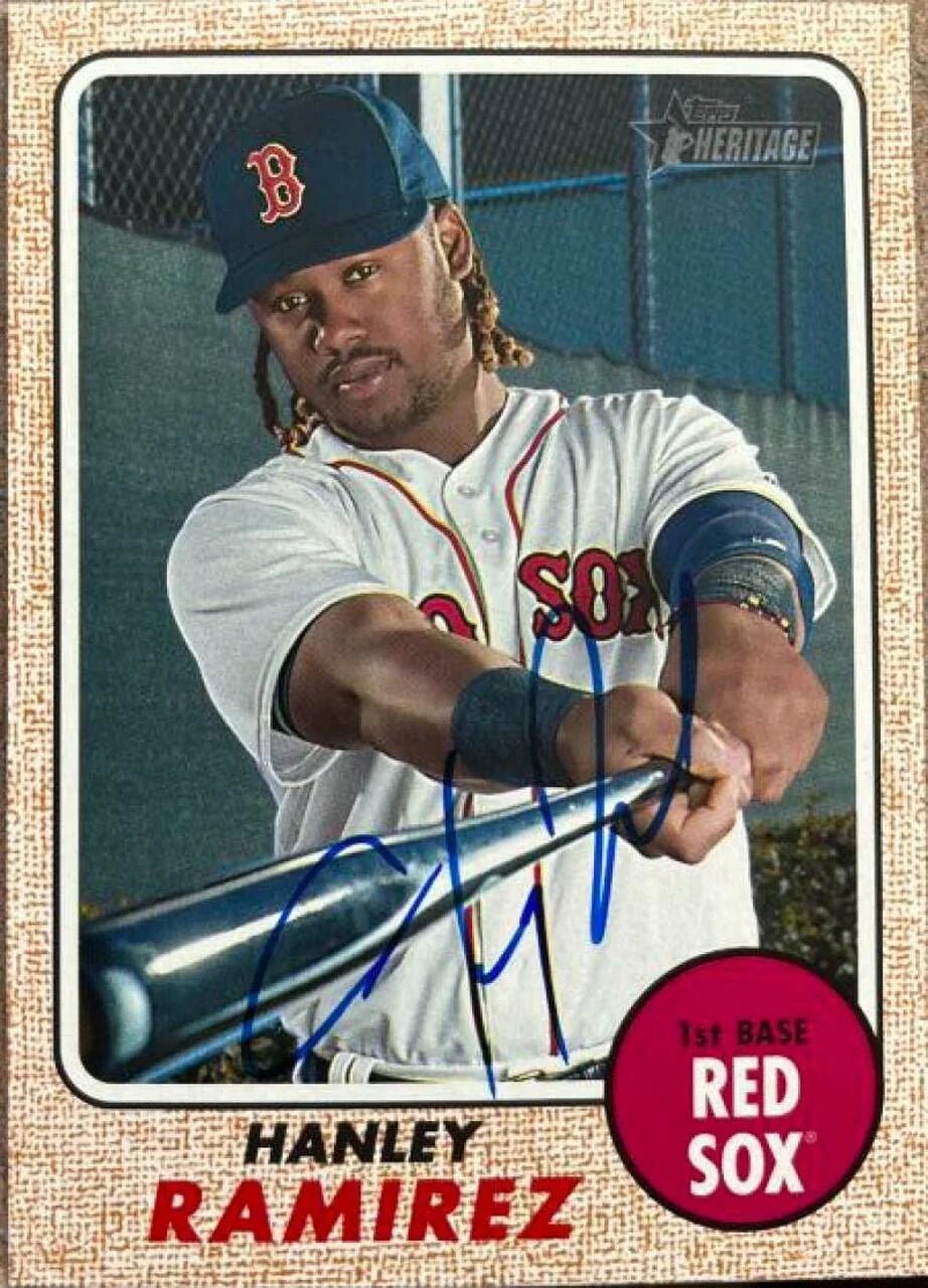 Hanley Ramirez Signed 2017 Topps Heritage Baseball Card - Boston Red Sox