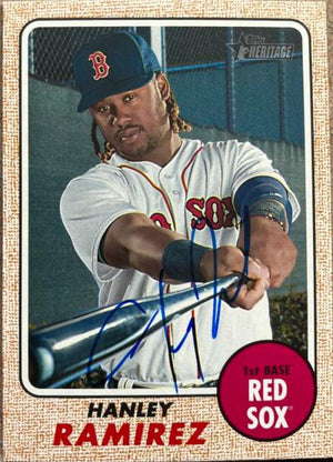 Hanley Ramirez Signed 2017 Topps Heritage Baseball Card - Boston Red Sox - PastPros