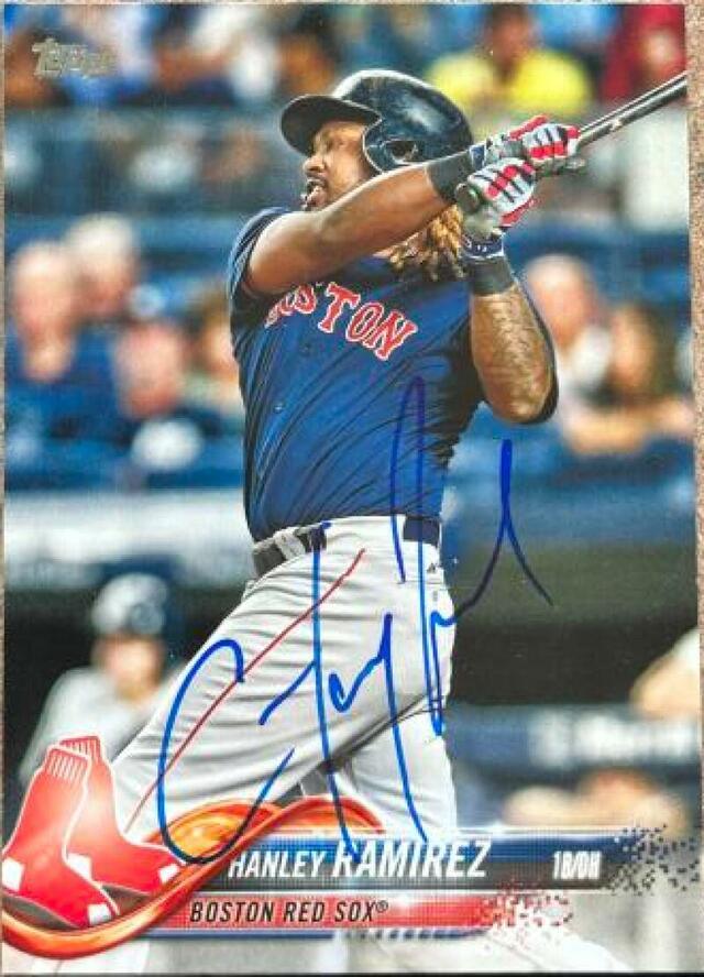 Hanley Ramirez Signed 2018 Topps Baseball Card - Boston Red Sox - PastPros