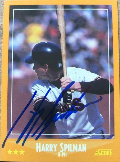 Harry Spilman Signed 1988 Score Baseball Card - San Francisco Giants - PastPros