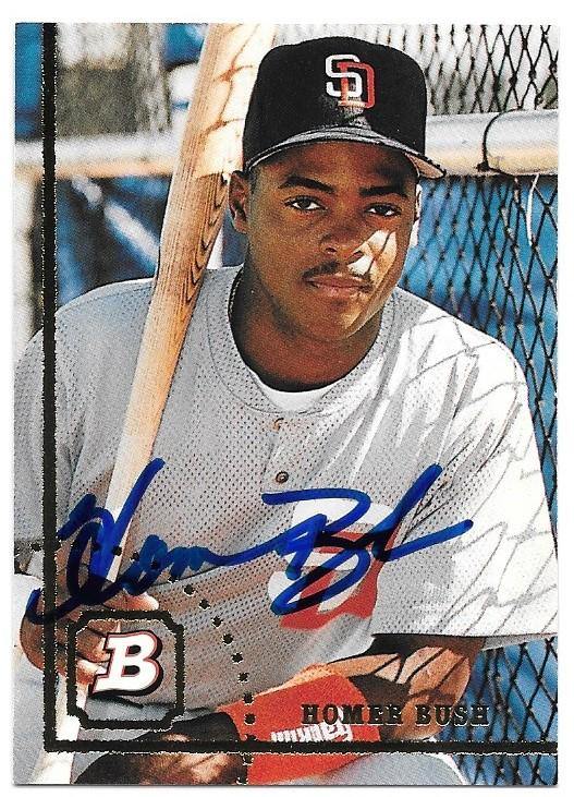 Homer Bush Signed 1994 Bowman Baseball Card - San Diego Padres - PastPros