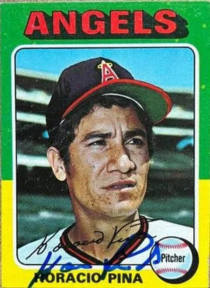 Horacio Pina Signed 1975 Topps Mini Baseball Card - California Angels