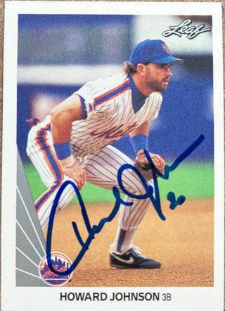 Howard Johnson Signed 1990 Leaf Baseball Card - New York Mets - PastPros