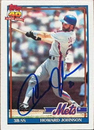 Howard Johnson Signed 1991 Topps Baseball Card - New York Mets
